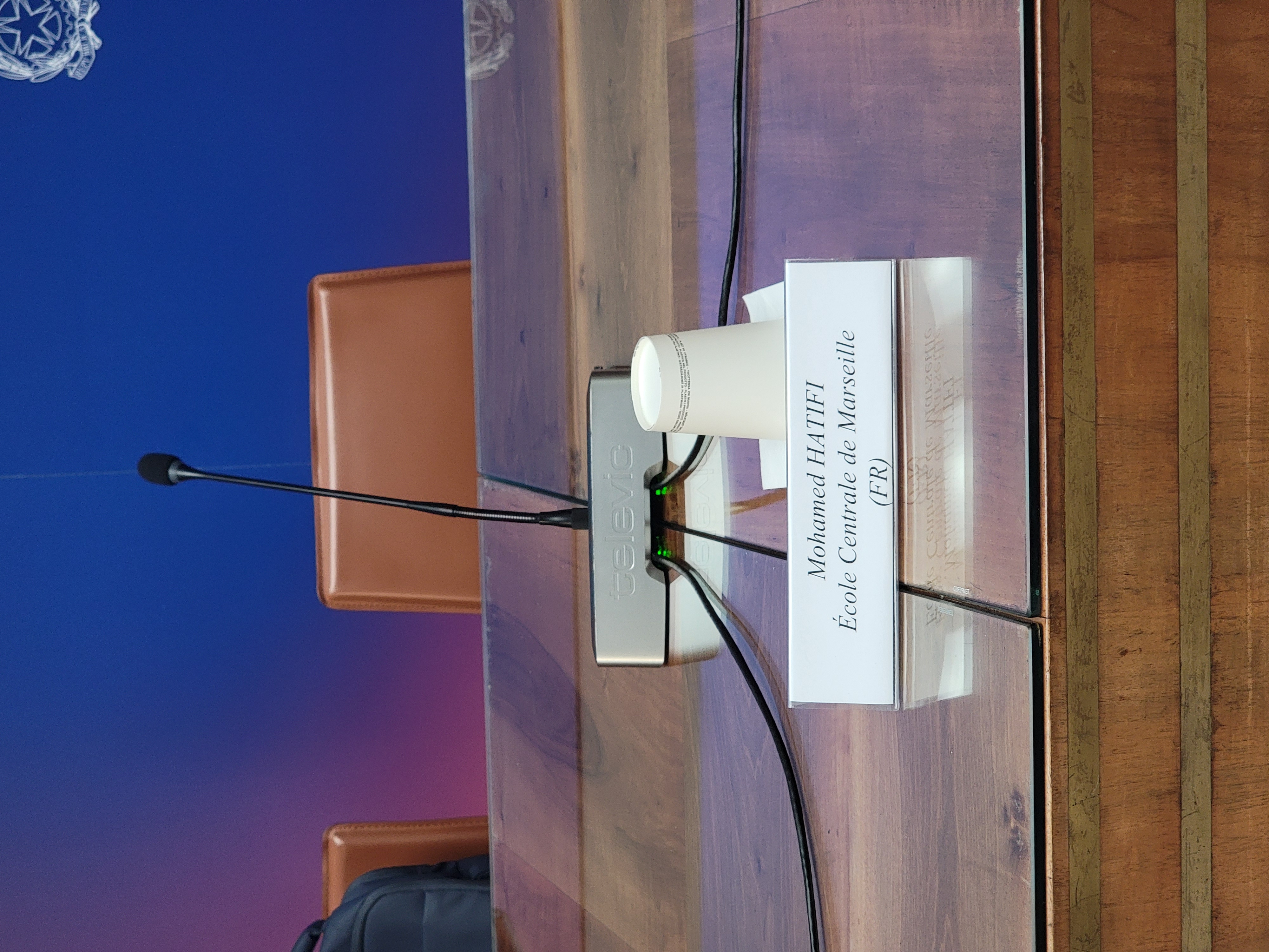 My place at the speakers’ table before the presentation.